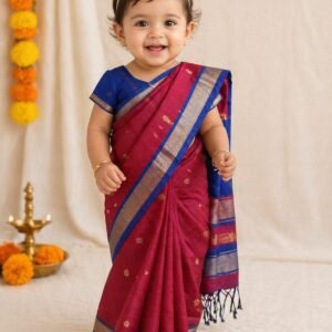 Kids Ready to Wear Saree - Maheshwari Cotton Saree