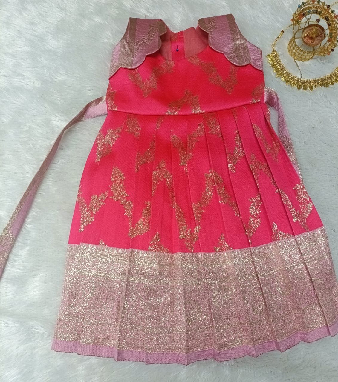 Pink Frock with Peach Border