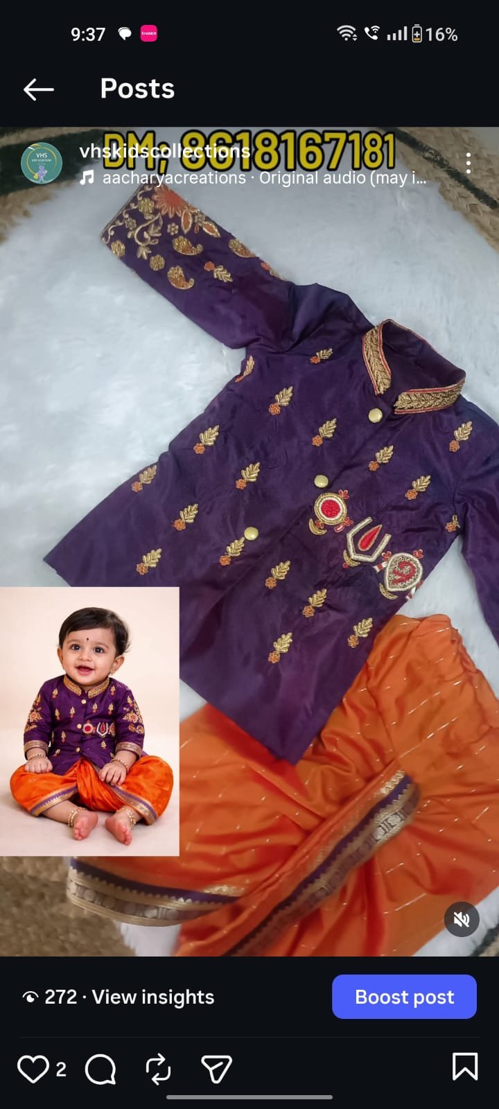 Purple Kurta with Tirupathi Symbol and Dhoti - Image 4